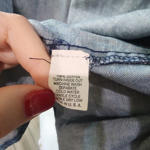 JEN'S PIRATE BOOTY Embroidered Chambray Denim Shacket Shirt Jacket - Picture 5 of 5